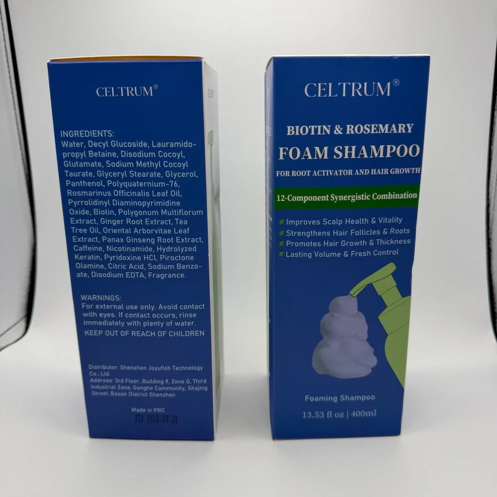 Celtrum Biotin & Rosemary Foam Shampoo x2 Hair Growth Root Activator 13.53oz